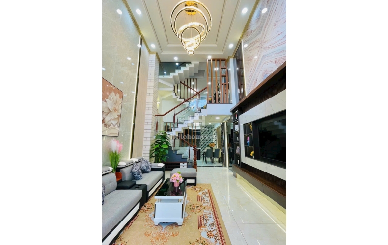 Nhà đẹp 1 lửng, 3 lầu, hẻm xe hơi 5m gần bờ kênh Tham Lương, P.15, Gò Vấp, 4x13m, 6 tỷ 900