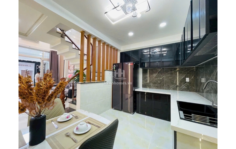 Nhà đẹp 1 lửng, 3 lầu, hẻm xe hơi 5m gần bờ kênh Tham Lương, P.15, Gò Vấp, 4x13m, 6 tỷ 900